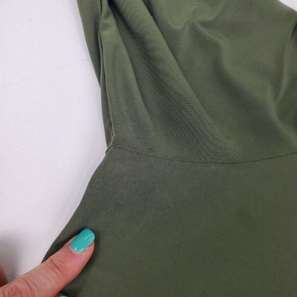 Roz & Ali Womens 3/4 Sleeve Olive Green Button Front Blouse Top Plus Size 2X - Picture 15 of 15